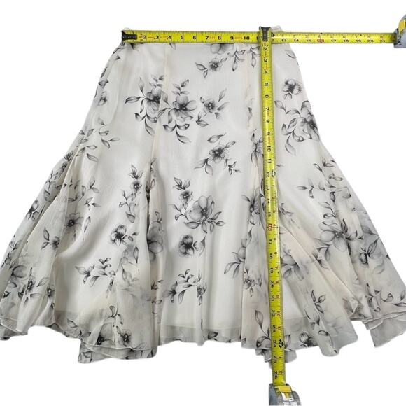 Loft Y2K Fairy Grunge Silk Chiffon Floral Skirt Size 0 Cream Feminine Romantic - Picture 4 of 7